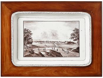 Tebord, med fajansbricka, originalunderrede tillskrivet Gottlieb Iwersson, Sengustavianskt, sent 1700-tal.