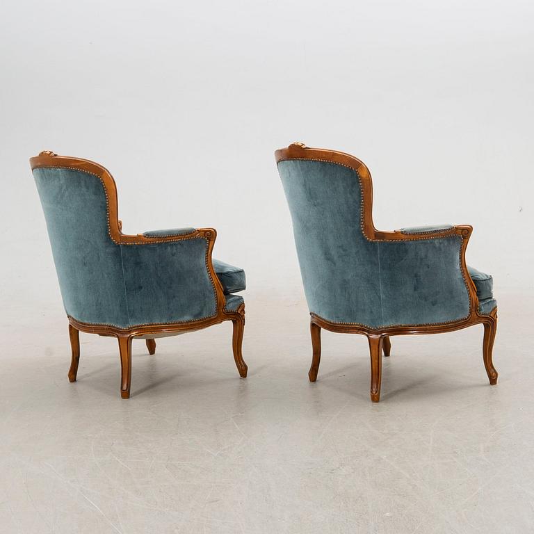 Fåtöljer ett par Louis XV-stil 1900-talets mitt.