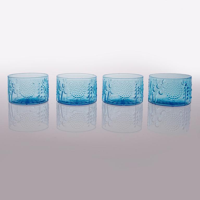 OIVA TOIKKA, GLAS OCH KANNA, 9 delar, "Flora", Nuutajärvi, 1966-1991.