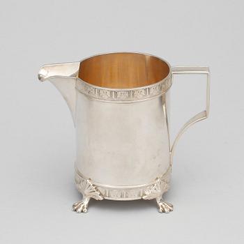 KAFFESERVIS, 3 delar, silver, gustaviansk stil, bland annat Jacob Engelberth Torsk, Stockholm 1896. Tot ca 1345 gram.