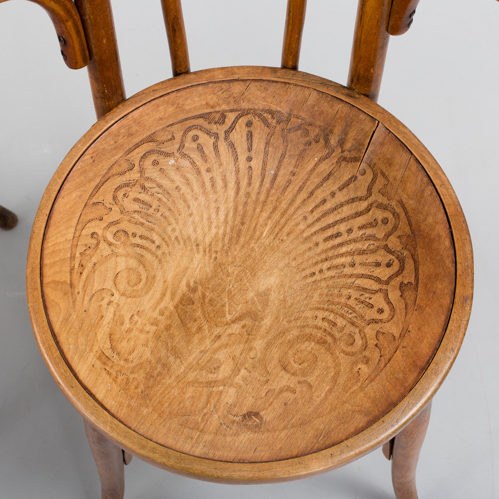 3 charir, among one is marked Thonet from the early 20th century.