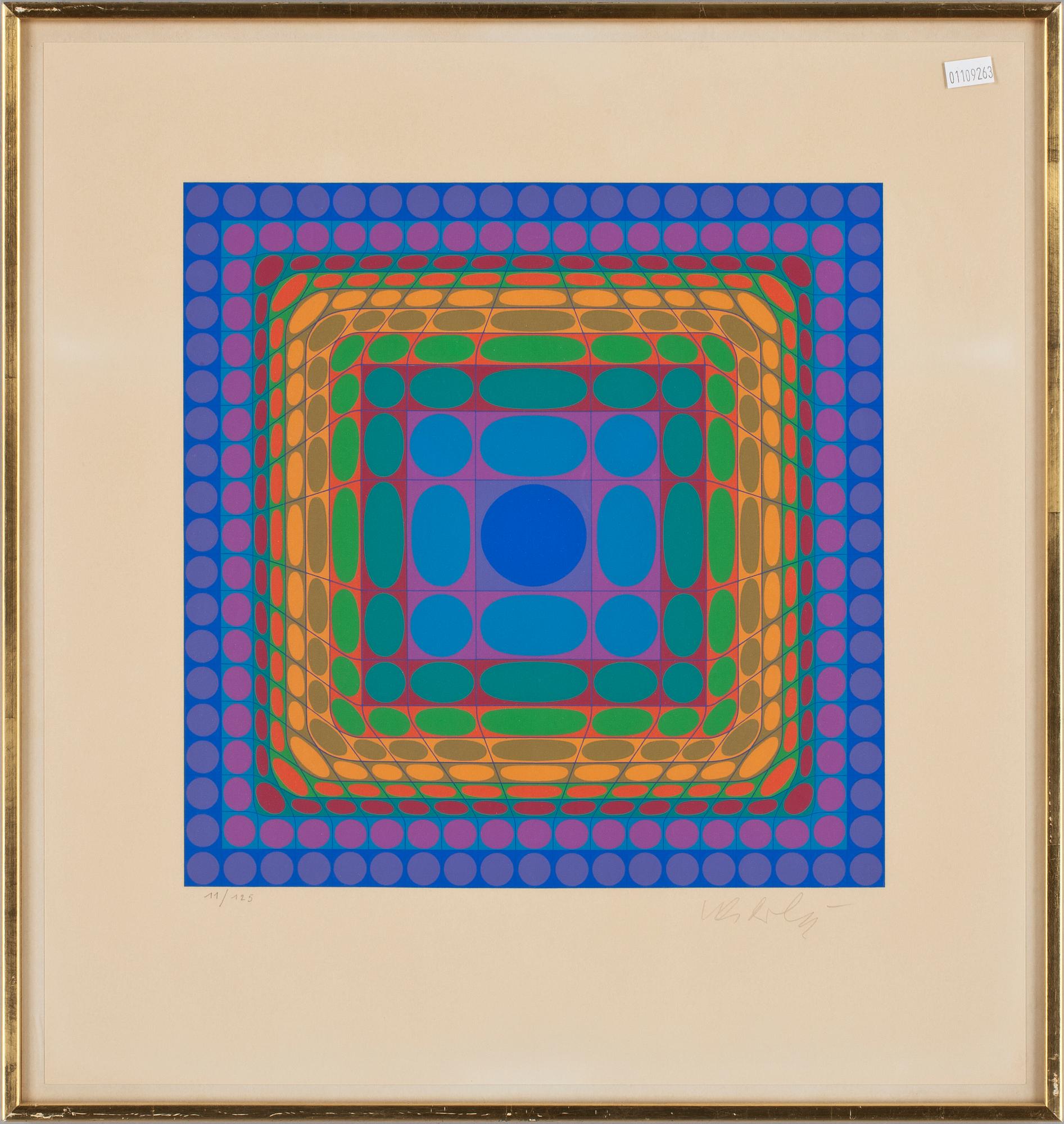 VICTOR VASARELY, 4 st, litografi, sign.
