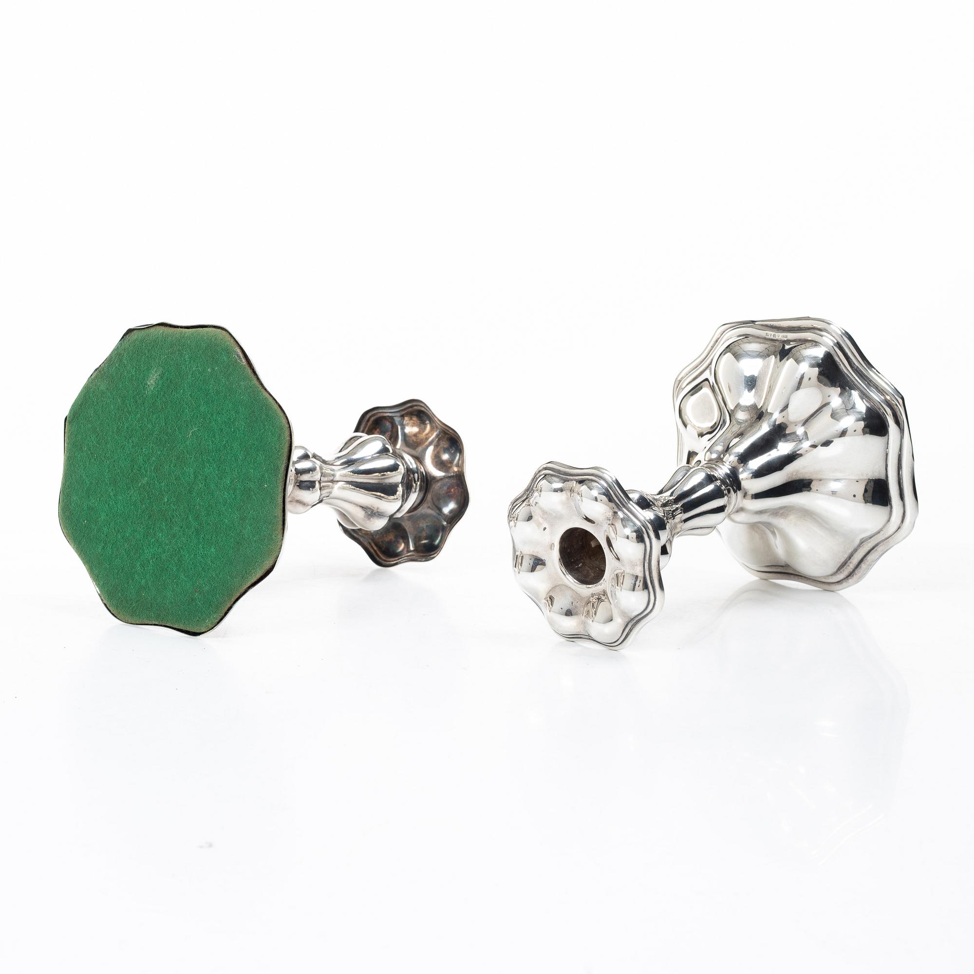 C.G. Hallberg, Ljusstakar, ett par, silver, Stockholm 1957.