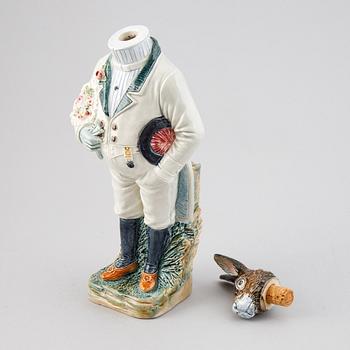 A German B&L Gesetzl Gesch Majolica Hare Decanter, circa 1900.