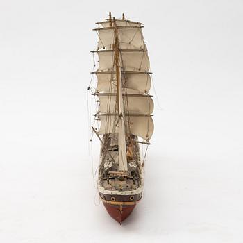 Model boat, four-masted barque, mid-20th century.