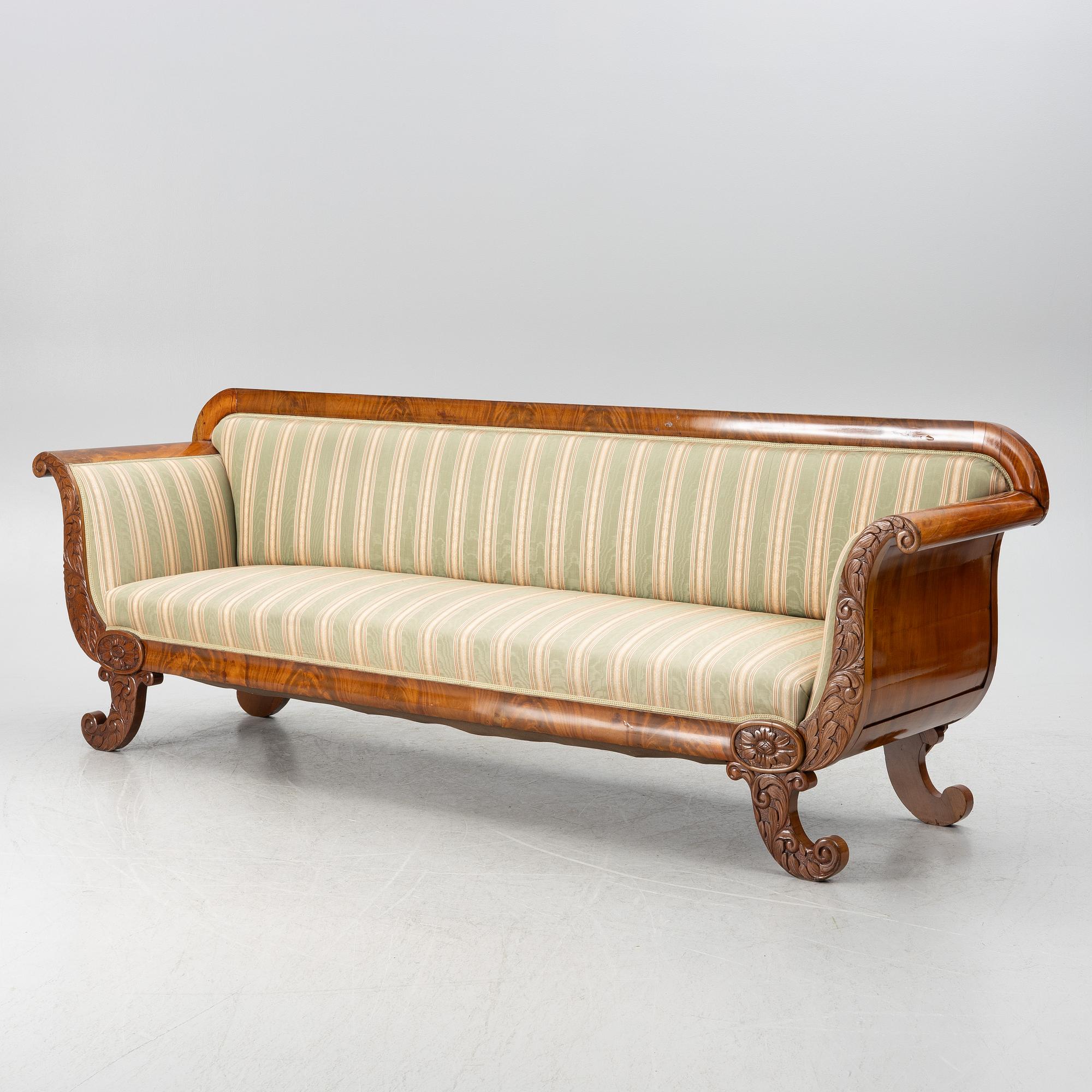 Sofa, 2 armchairs, 2 chairs, drop-leaf table Karl Johan, different models, 19th century.