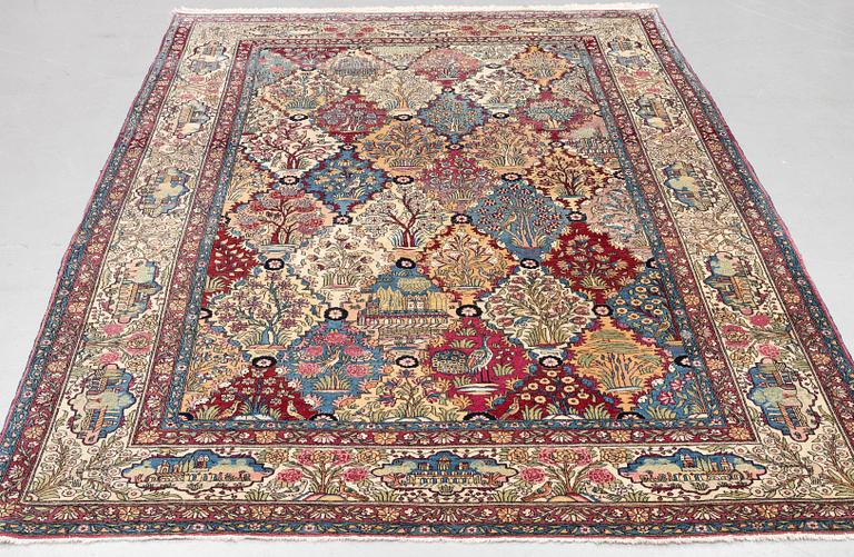 A carpet, figural semi-antique Kerman /Teheran, ca 319 x 210--215 cm.