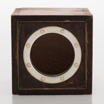Bertel Gardberg, tedosa, teak och lock i silver, märkt BRG, silver 916H, Helsingfors 1957.