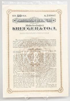 HANDLINGAR SAMT OBLIGATION, 6 st, Sverige 1730-40-tal resp 1920-tal.