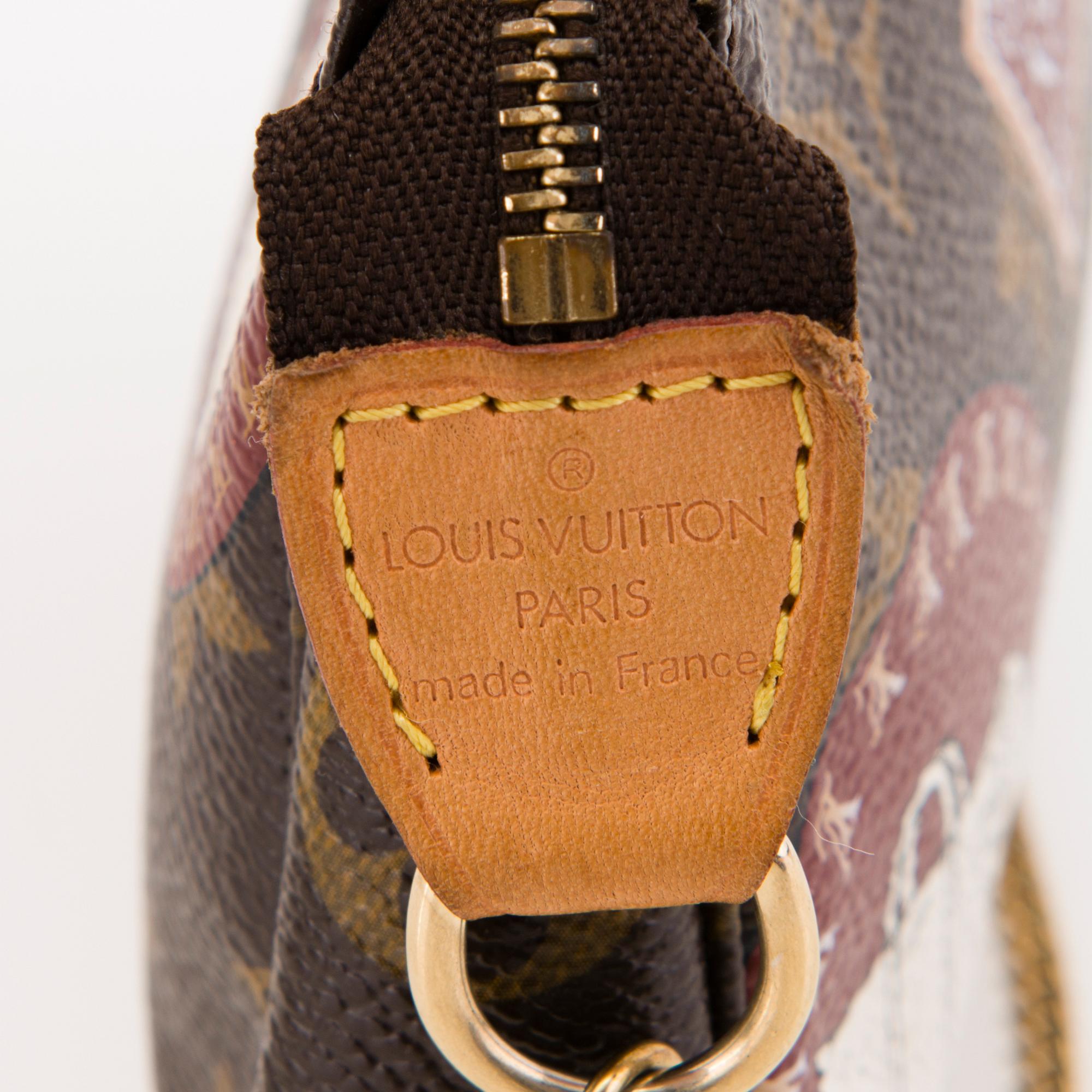 LOUIS VUITTON Silk Scarf with Monogram Patch Mini Pochette Bag.