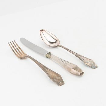 Bestick 18 dlr "Suomi" silver Auran Kultasepät, Åbo Finland 1920.