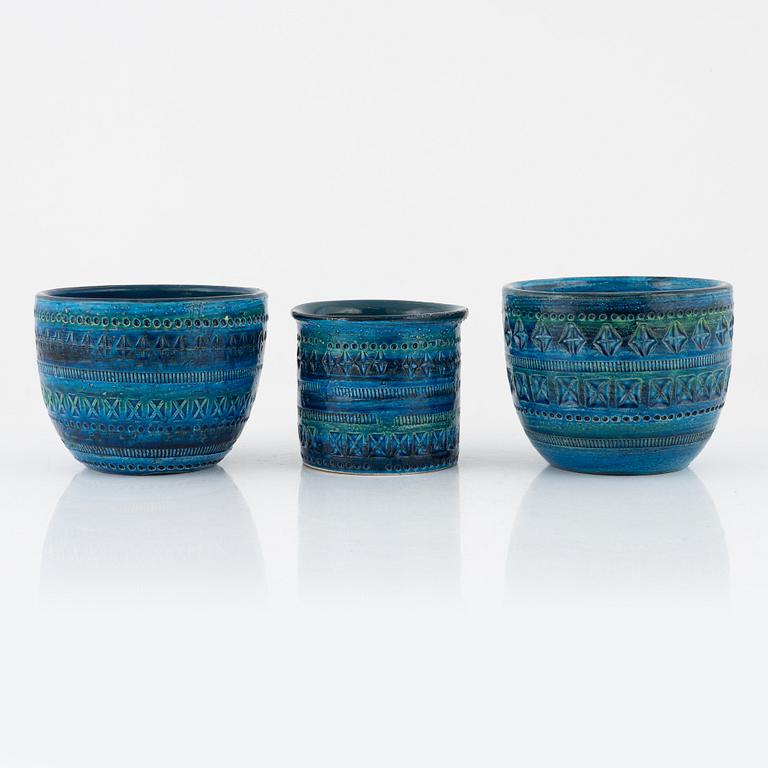 Aldo Londi, three 'Rimini blu' pots for Bitossi, Italy.