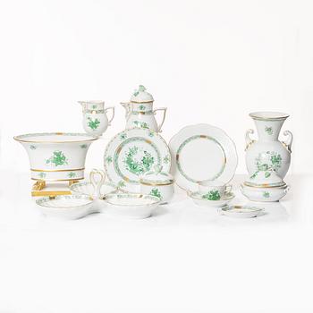 A 42-piece 'Chinese Bouquet' porcelain service and six 'Waldstein rose' coffee cups with saucers, Herend, Hungary.