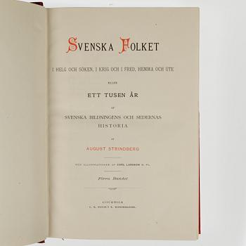 BOK, 2 vol, "Svenska folket" I-II, av August Strindberg, Stockholm 1882.