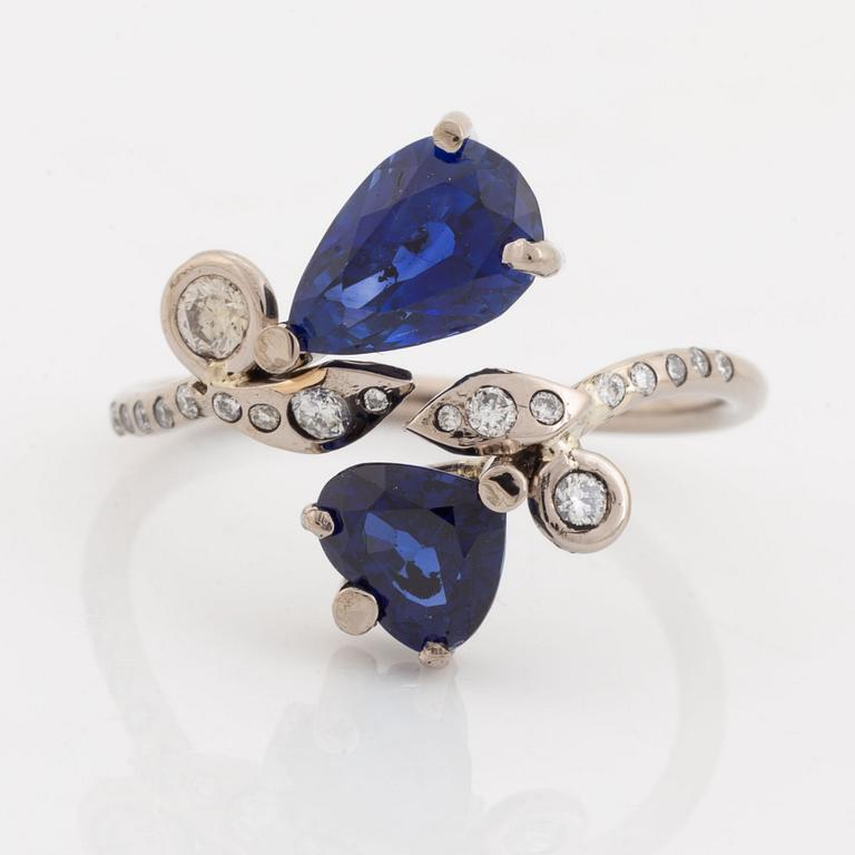 Sapphire and brilliant cut diamond ring.