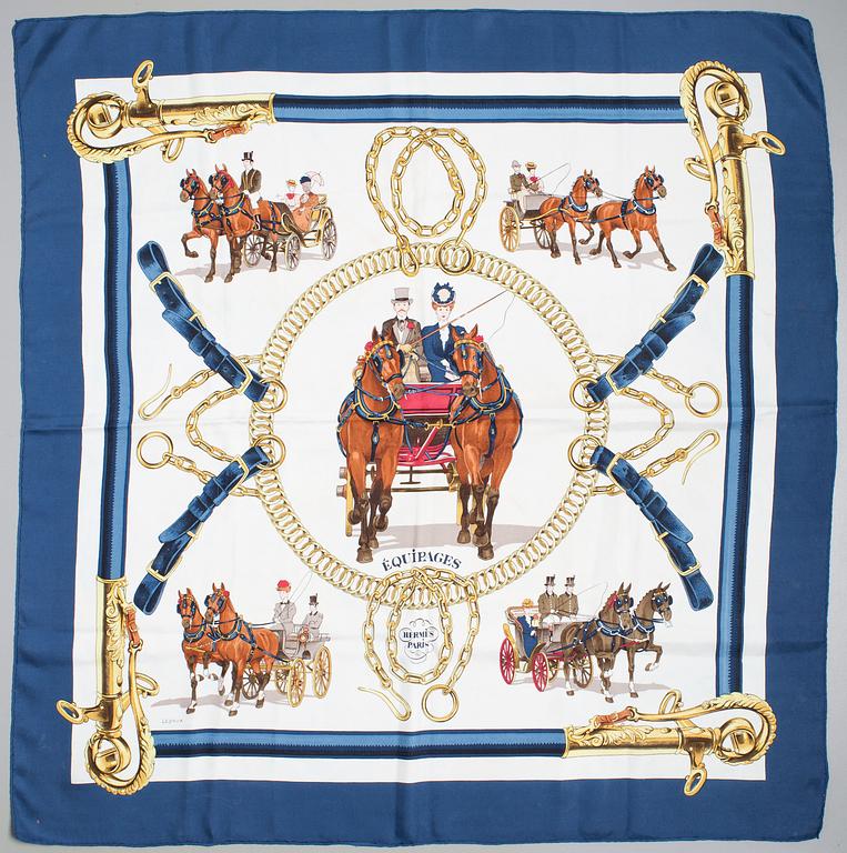 A Hermès silk scarf "Equipages".