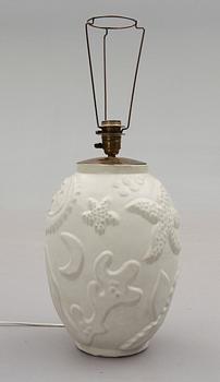 BORDSLAMPA, glaserat lergods, Anna-Lisa Thomson, Upsala Ekeby, 1900-talets mitt.