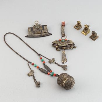 A group of Tibetan objects, 19th/20th Century.