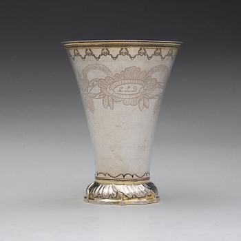 A Swedish 18th century parcel-gilt beaker, maks of Olof Yttreus, Uppsala 1787.