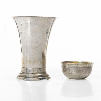 Bägare samt tumlare, silver, Sverige 1700-1800-tal.