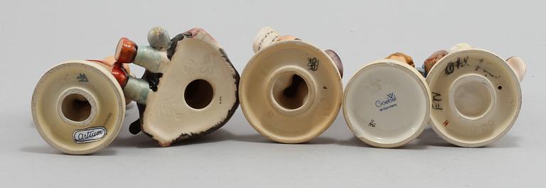 FIGURINER, 5 st, porslin, Hummel, Goebel, 1900-tal.
