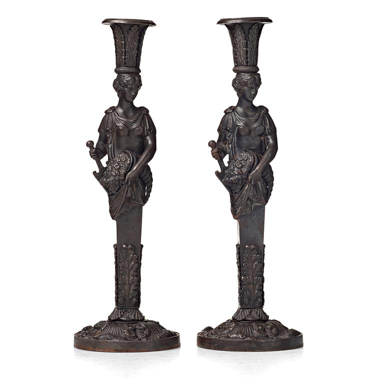 A pair of German Empire candlesticks, Berlin 1810-20.