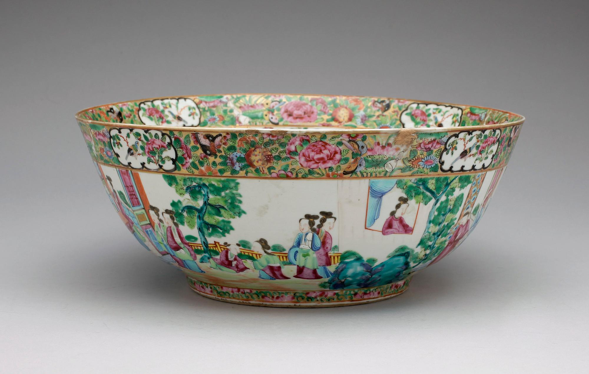 BÅLSKÅL, porslin, Kina, Kanton, 1800-tal.