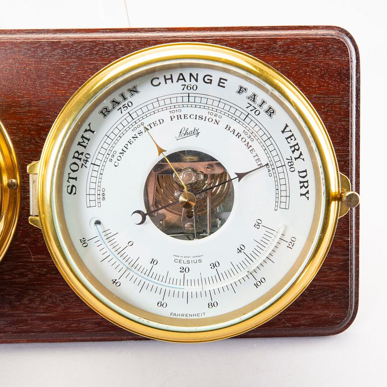 Ship clock and barometer, Schatz, West Germany, second half of the 20th century.