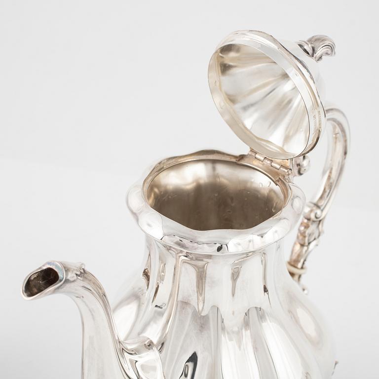 Kaffeservis, 3 delar, silver, rokokostil.