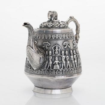 An Indian silver teapot.