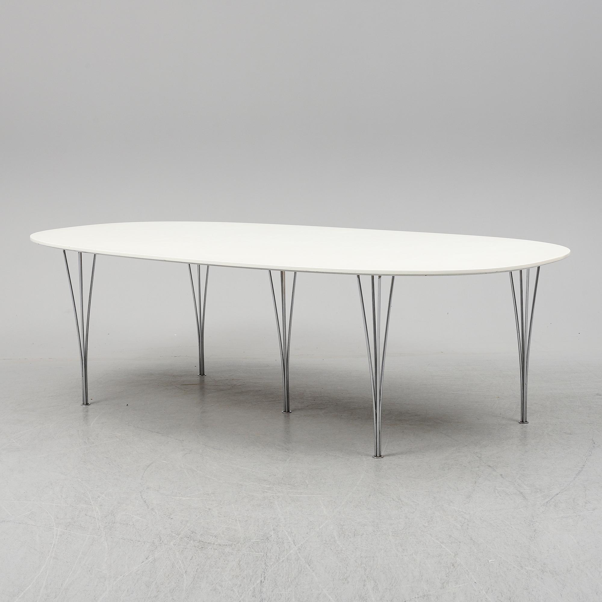PIET HEIN & BRUNO MATHSSON, a 'Superellips dining table from MIAB/Fritz Hansen, 1982.