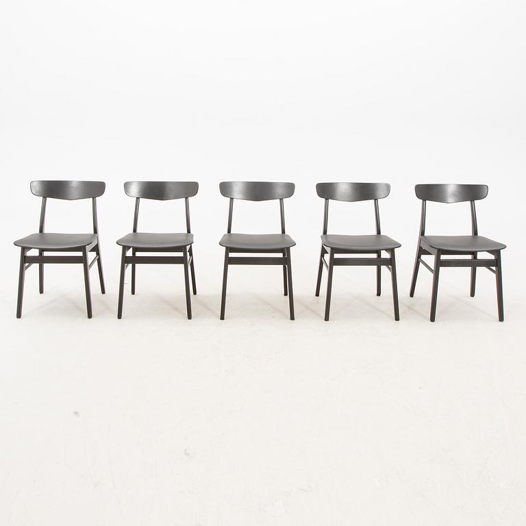A set of five Farstrup 1960s dining chairs.