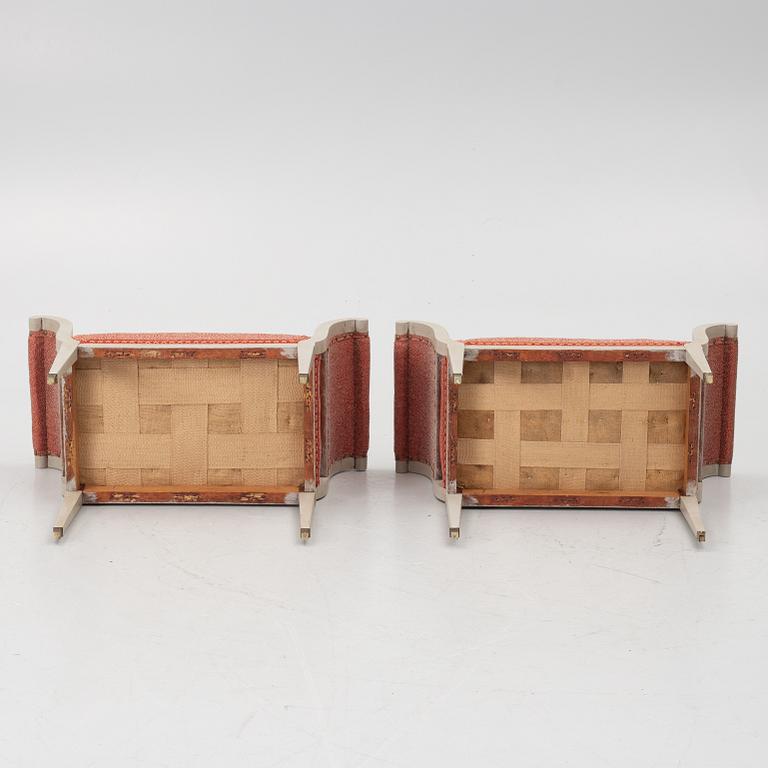 A pair of late Gustavian-style stools, ca 1900.