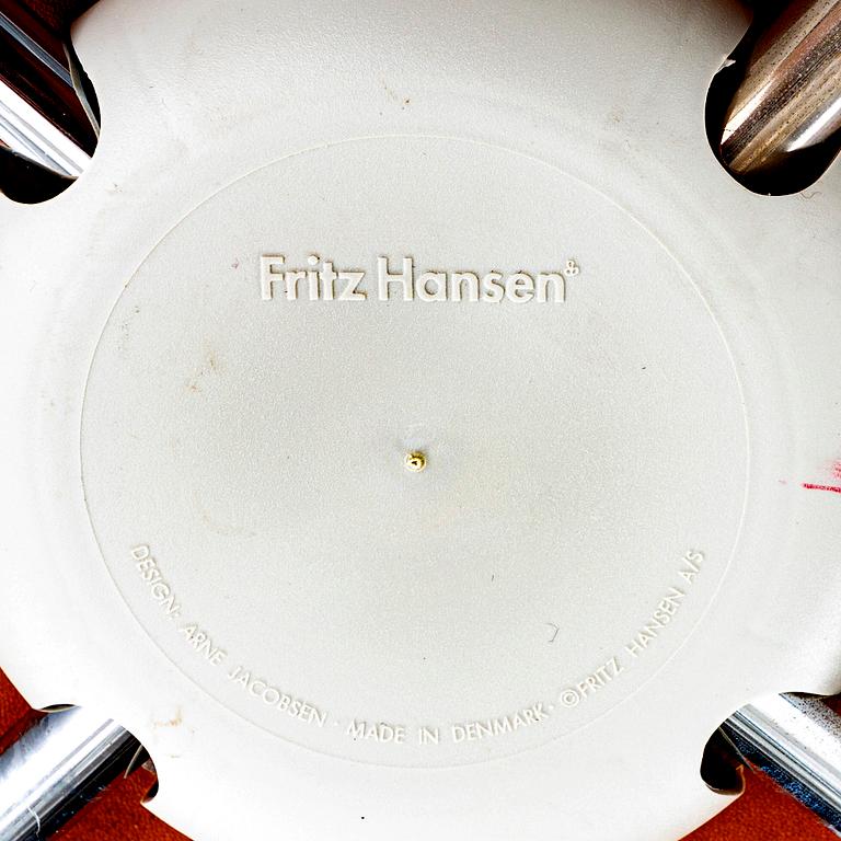 A set of six Arne Jacobsen "Myran" leather chairs for Fritz Hansen Denmark, later part of the 20th century,