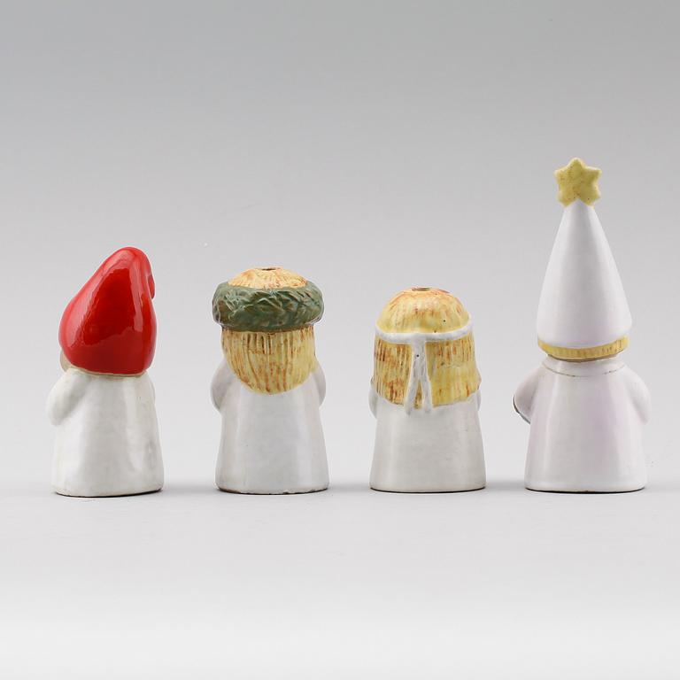 FIGURER, 4 st, stengods, "Advent" Lisa Larson, Gustavsberg, formgivna 1978.