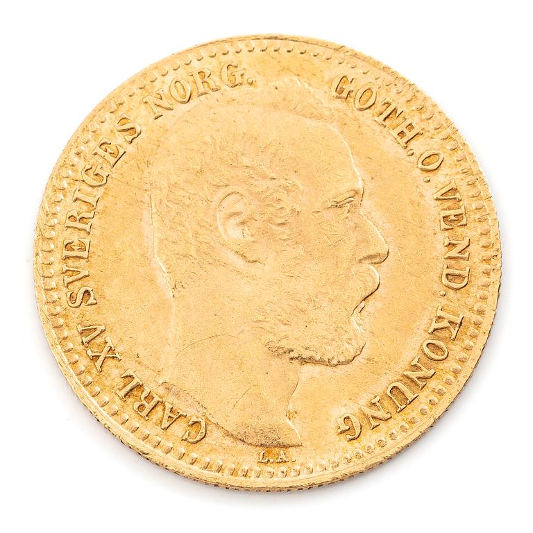 Guldmynt, Sverige, Karl XV, 1 Carolin, 1869.