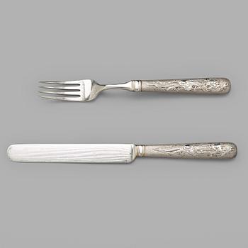 A Chinese silver cutlery set, Shanghai, Zee Wo, early 20th Century (12 pieces).