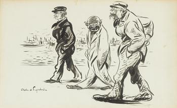 Albert Engström, tusch, signerad.