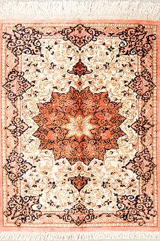 Ghom silk rug, approximately 74x56 cm.