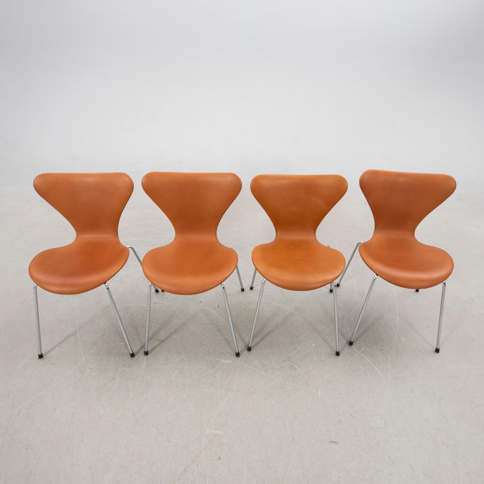 Arne Jacobsen, chairs, 4 pcs, "The Seven", Fritz Hansen, Denmark, 2000s.
