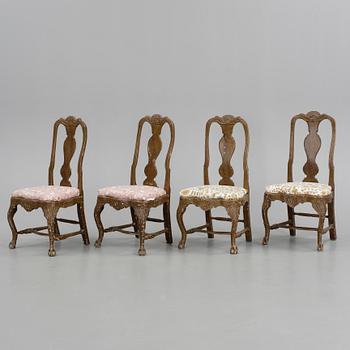 STOLAR, 4 st, senbarock/rokoko, 1700-talets första hälft.