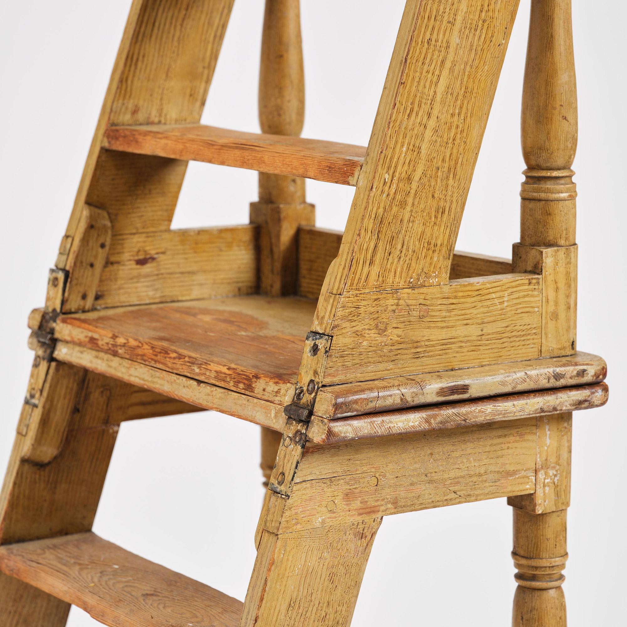 A late baroque library-ladder, mid/later part 18th century.
