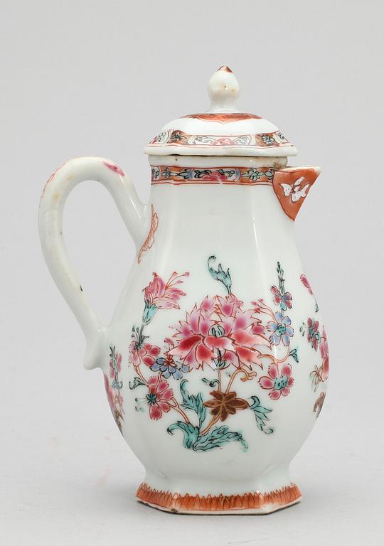 CHOKLADKANNA, porslin, Qianlong, Kina 1700-tal.
