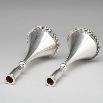 Wiwen Nilsson, a pair of sterling candlesticks, Lund 1948.