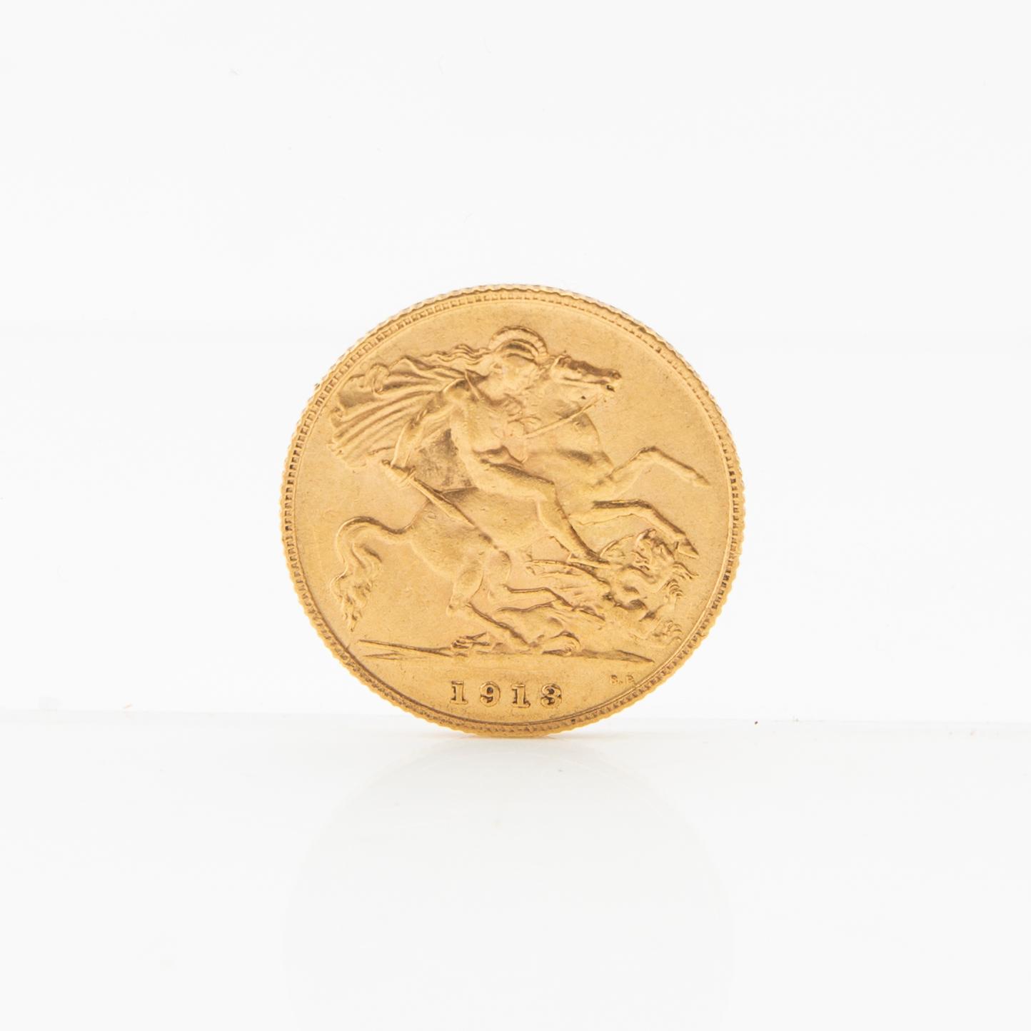 Gold coin 1/2 sovereign 1913 Great Britain George V.