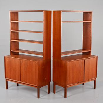 SIDEBOARDS, ett par, BOKHYLLEUPPSATSER, ett par, Sverige, 1950/1960-tal.