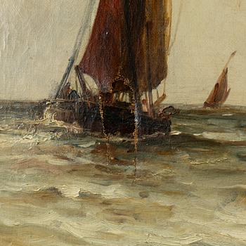 Gustave de Breanski, Sailing into harbour.
