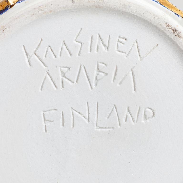Taisto Kaasinen, a ceramic vase with Masonic symbols, signed Kaasinen Arabia Finland.