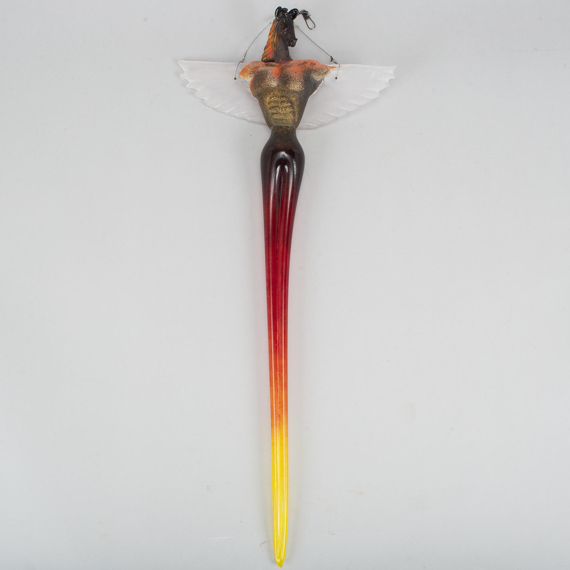 Kjell Engman, glass sculpture, "Watching angels", Kosta Boda, signed.