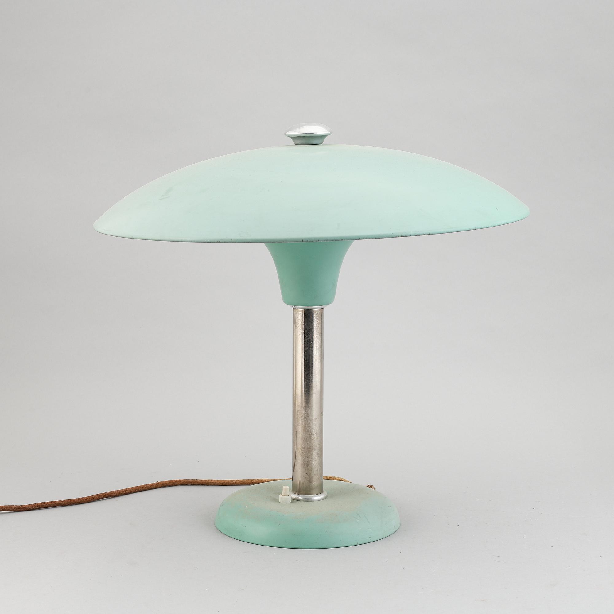 Bordslampa, funkis, Metallwerke Schröder Lobenstein, Tyskland, 1930-tal.